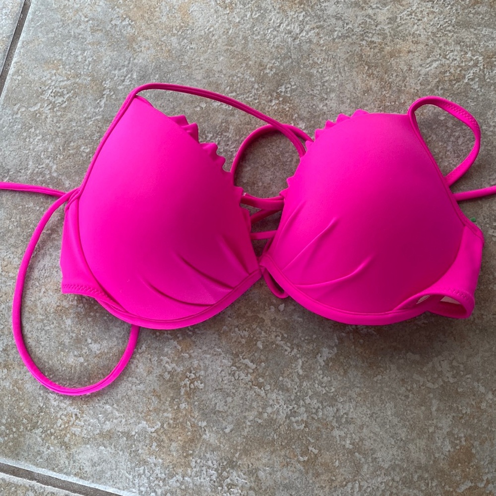 Victorias Secret 36B padded push-up ruffle bikini top